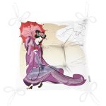 - P5823-Gorsel-2 - Realhomes  Mor Elbiseli Kırmızı Şemsiyeli Japon Kadın Desenli Modern Pofuduk Sandalye Minderi Realhomes