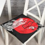 Beyaz Dal Desenli Çift Yelpazeli Japan Kadın Modern Pofuduk Sandalye Minderi Realhomes