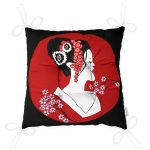 - P5829-Gorsel-2 - Realhomes  Siyah ve Kırmızı Zeminli Japon Kız Modern Pofuduk Sandalye Minderi Realhomes