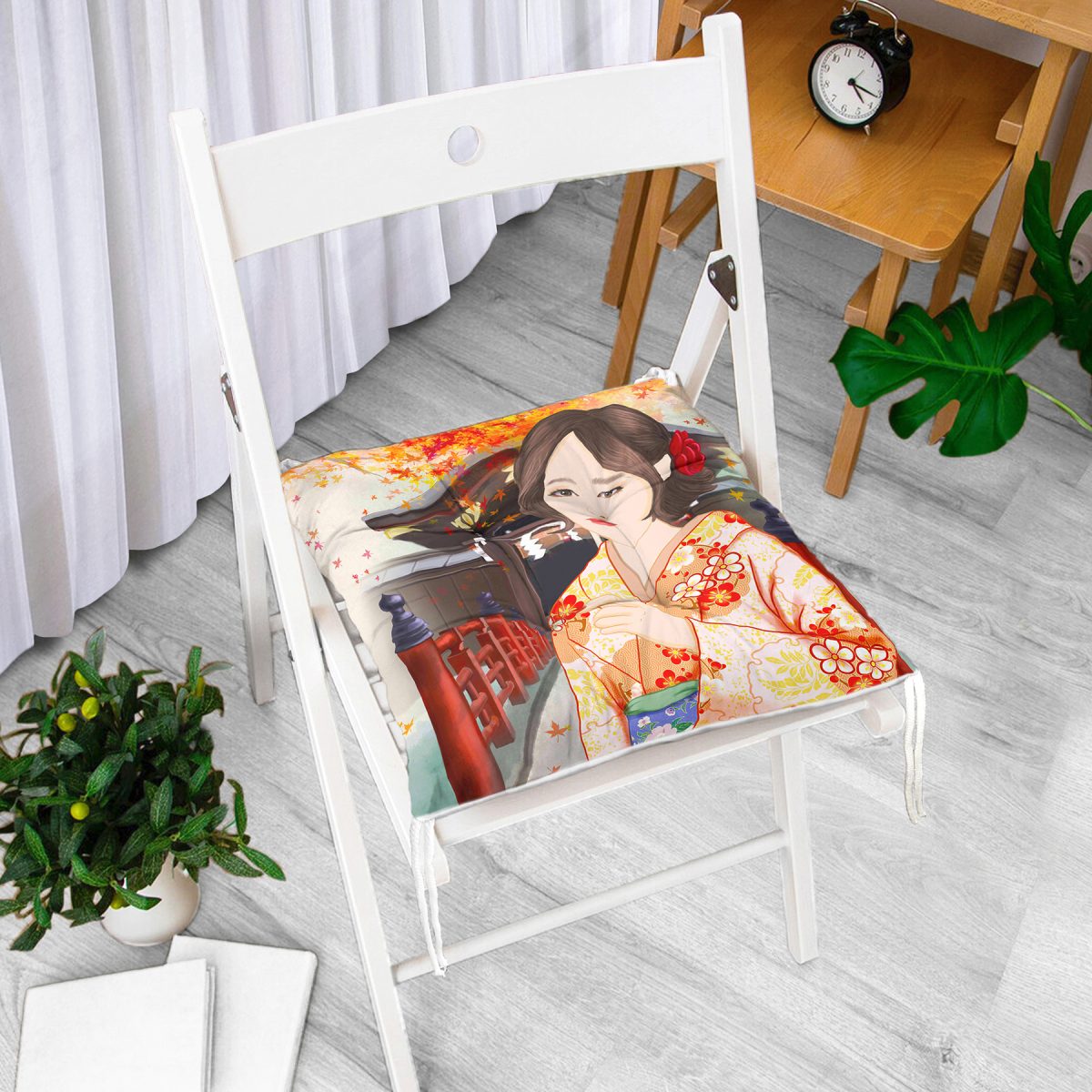 Japon Kültürü Zeminli Modern Pofuduk Sandalye Minderi Realhomes