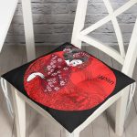 - P5838-Gorsel - Realhomes  Kırmızı Yelpazeli Şaman Japan Kadın Dekoratif Pofuduk Sandalye Minderi Realhomes
