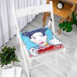 - P5841-Gorsel-1 - Realhomes Suşi Yiyen Japon Kız Desenli Modern Pofuduk Sandalye Minderi Realhomes