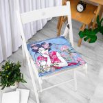 İnci Kolyeli Japon Kadın Dijital Baskılı Modern Pofuduk Sandalye Minderi Realhomes