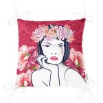 - P5853-Gorsel-2 - Realhomes Çiçek Taçlı Japon Kadın Figürlü Dekoratif Pofuduk Sandalye Minderi Realhomes