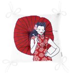 - P5858-Gorsel-2 - Realhomes Sırtında Kırmızı Şemsiyeli Japon Kadın Motifli Pofuduk Sandalye Minderi Realhomes