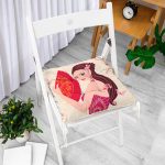 - P5859-Gorsel-1 - Realhomes  Pembe Yelpazeli Kadın Motifli Pofuduk Sandalye Minderi Realhomes