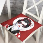 - P5862-Gorsel - Realhomes  Gözlüklü Cool Japon Kadın Desenli Pofuduk Sandalye Minderi Realhomes