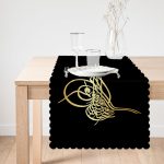 - Petek-RunnerSet-485-Gorsel-3 - Realhomes  Osmanlı Tuğrası Özel Tasarımlı Dijital Baskılı Runner & Kırlent Kılıfı Seti Realhomes