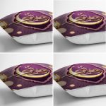 Eflatun Renkli Gold Mübarek Yazılı Dekoratif Runner & Kırlent Kılıfı Seti Realhomes