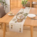 Eid Mubarak Arapça Motifli Dijital Baskılı Runner & Kırlent Kılıfı Seti Realhomes