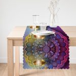 - Petek-RunnerSet-507-Gorsel-3 - Realhomes  Renkli Mübarek Temalı Dijital Baskılı Runner & Kırlent Kılıfı Seti Realhomes