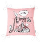 Pembe Zemin Antika Telefon Tasarımlı Dijital Baskılı Modern Pofuduk Sandalye Minderi Realhomes