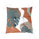 - Pofi-10013-Gorsel-2 - Realhomes  Renkli Zemin Tropik Yaprak Çizimli Dijital Baskılı Modern Pofuduk Sandalye Minderi Realhomes