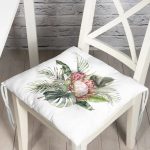 - Pofi-10067-Gorsel - Realhomes Tropik Yaprak Tasarımlı Dijital Baskılı Modern Pofuduk Sandalye Minderi Realhomes