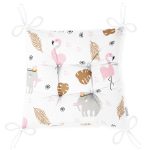 Realhomes Sevimli Flamingo ve Fil Desenli Özel Tasarım Dijital Baskılı Modern Pofuduk Sandalye Minderi Realhomes