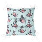 Mint Yeşili Zemin Çapa Tasarımlı Dijital Baskılı Modern Pofuduk Sandalye Minderi Realhomes