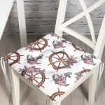 - Pofi-10085-Gorsel - Realhomes  Beyaz Zemin Çapa & Dümen Tasarımlı Dijital Baskılı Modern Pofuduk Sandalye Minderi Realhomes