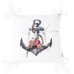 Beyaz Zeminde Sade Çapa Tasarımlı Dijital Baskılı Modern Pofuduk Sandalye Minderi Realhomes