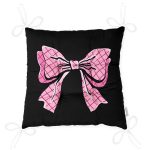 - Pofi-10099-Gorsel-2 - Realhomes Siyah Zemin Pembe Kurdele Tasarımlı Dijital Baskılı Modern Pofuduk Sandalye Minderi Realhomes