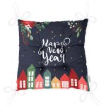 Happy New Year Tasarımlı Dijital Baskılı Modern Pofuduk Sandalye Minderi Realhomes