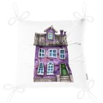- Pofi-10116-Gorsel-2 - Realhomes  Minyatür Mor Ev Çizimli Dijital Baskılı Modern Pofuduk Sandalye Minderi Realhomes