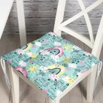 - Print - Realhomes Realhomes Gökkuşağı Tasarımlı Dijital Baskılı Modern Pofuduk Sandalye Minderi Realhomes