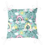 - Print - Realhomes Realhomes Gökkuşağı Tasarımlı Dijital Baskılı Modern Pofuduk Sandalye Minderi Realhomes