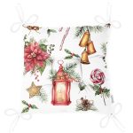 Şamdan Tasarımlı Yılbaşı Konseptli Dijital Baskılı Modern Pofuduk Sandalye Minderi Realhomes