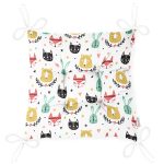 - Print - Realhomes Realhomes Sevimli Minik Hayvanlar Çizimli Özel Tasarım Dijital Baskılı Modern Pofuduk Sandalye Minderi Realhomes