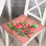 - Pofi-10146-Gorsel - Realhomes Pembe Zemin Çam Yapraklı Mum Tasarımlı Dijital Baskılı Modern Pofuduk Sandalye Minderi Realhomes