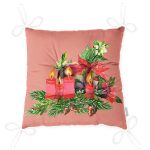 - Pofi-10146-Gorsel-2 - Realhomes Pembe Zemin Çam Yapraklı Mum Tasarımlı Dijital Baskılı Modern Pofuduk Sandalye Minderi Realhomes