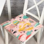 - Pink Desert pattern - Realhomes Realhomes Pembe Zeminli Kaktüs Tasarımlı Dijital Baskılı Modern Pofuduk Sandalye Minderi Realhomes