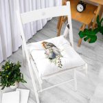 Çan & Kuş Motifli Dijital Baskılı Modern Pofuduk Sandalye Minderi Realhomes