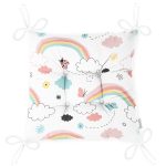 - seamless pattern - Realhomes Realhomes Gökkuşağı ve Kelebek Motifli Özel Tasarım Dijital Baskılı Modern Pofuduk Sandalye Minderi Realhomes