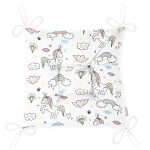 - Print - Realhomes Realhomes Unicorn At Tasarımlı Dijital Baskılı Modern Pofuduk Sandalye Minderi Realhomes