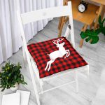 - Pofi-10196-Gorsel-1 - Realhomes Ekose Zemin Geyik Tasarımlı Dijital Baskılı Modern Pofuduk Sandalye Minderi Realhomes