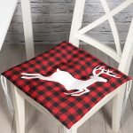 - Pofi-10196-Gorsel - Realhomes Ekose Zemin Geyik Tasarımlı Dijital Baskılı Modern Pofuduk Sandalye Minderi Realhomes