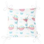 - Печать - Realhomes Realhomes Uçan Balon Motifli Özel Tasarım Dijital Baskılı Modern Pofuduk Sandalye Minderi Realhomes