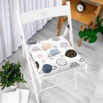 - Печать - Realhomes Realhomes Gezegen Çizimli Özel Tasarım Dijital Baskılı Modern Pofuduk Sandalye Minderi Realhomes