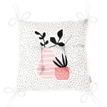 Krem Kumlama Zemin Vazo Desenli Dijital Baskılı Modern Pofuduk Sandalye Minderi Realhomes