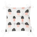 Krem Kumlama Zemin Kaktüs Tasarımlı Dijital Baskılı Modern Pofuduk Sandalye Minderi Realhomes