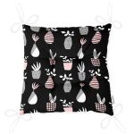 - Pofi-10233-Gorsel-2 - Realhomes  Siyah Zemin Vazo Desenli Dijital Baskılı Modern Pofuduk Sandalye Minderi Realhomes