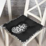 - Pofi-10244-Gorsel - Realhomes  Siyah Beyaz Kozalak Motifli Dijital Baskılı Modern Pofuduk Sandalye Minderi Realhomes