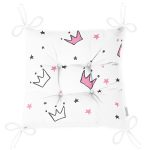 - merry christmas - Realhomes Realhomes Prenses Tacı Çizimli Özel Tasarım Dijital Baskılı Modern Pofuduk Sandalye Minderi Realhomes