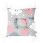 - Print - Realhomes Realhomes Renkli Bulutlar Arasında Ay Yıldız Tasarımlı Dijital Baskılı Modern Pofuduk Sandalye Minderi Realhomes