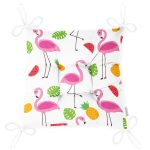 - flamingo_p0 - Realhomes Realhomes Merve Çizimleri Arasında Flamingo Tasarımlı Dijital Baskılı Modern Pofuduk Sandalye Minderi Realhomes