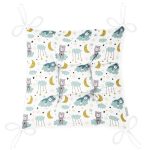 - Печать - Realhomes  Realhomes Mavi Bulutlar Üstünde Sevimli Ayı Motifli Özel Tasarım Dijital Baskılı Modern Pofuduk Sandalye Minderi Realhomes