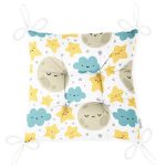 - Print - Realhomes  Realhomes Renkli Bulut Ay Tasarımlı Dijital Baskılı Modern Pofuduk Sandalye Minderi Realhomes