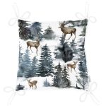 - Pofi-10347-Gorsel-2 - Realhomes  Suluboya Çam Ağacı & Geyik Tasarımlı Dijital Baskılı Modern Pofuduk Sandalye Minderi Realhomes