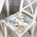 - Pofi-10369-Gorsel - Realhomes  Kış Temalı Bağ Evi & Geyik Tasarımlı Dijital Baskılı Modern Pofuduk Sandalye Minderi Realhomes